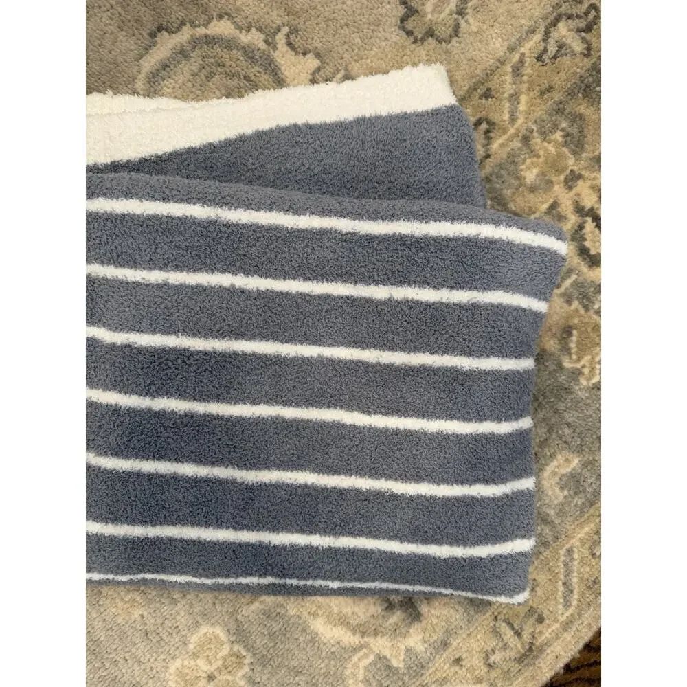 Barefoot Dreams Cozy Chic Horizontal Stripe Blanket Blue Pearl 45 X 60